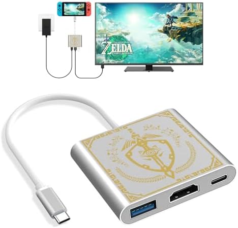 Aiaabq Switch Docking Station for Nintendo Switch, Portable Switch Dock with HDMI TV USB 3.0 Port and USB C for with Nintendo Switch OLED/Steam Deck/MacBook/Samsung and More Type C Adapter