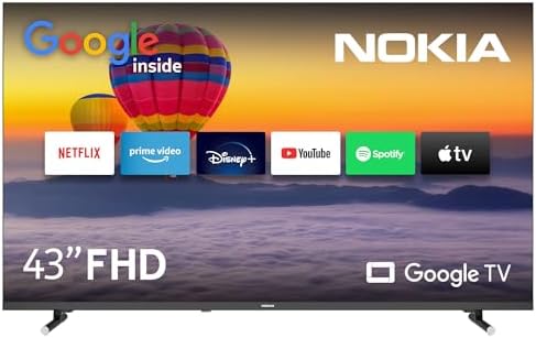 Nokia 43 Zoll (109 cm) Google TV FHD (WLAN, Triple Tuner DVB-C/S2/T2, Google Assistant, YouTube, Netflix, DAZN, Prime Video, Disney+) – FN43GE320-2023