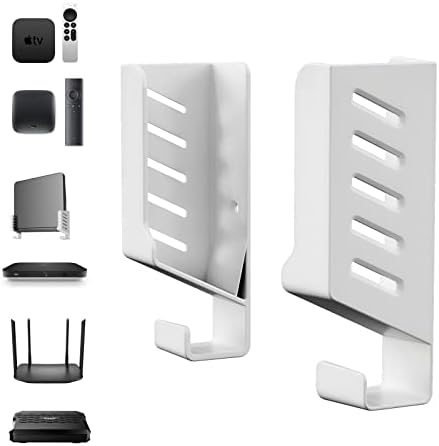 sciuU Universelle Wandhalterung für Router/TV-Box/Laptop/Netzwerk-Switches/Modems, kompatibel mit TP-Link, Mi Box, Apple TV, Sky Q, Mehrzweck Halter Wandregal für Gerätedicke < 4cm, Weiß