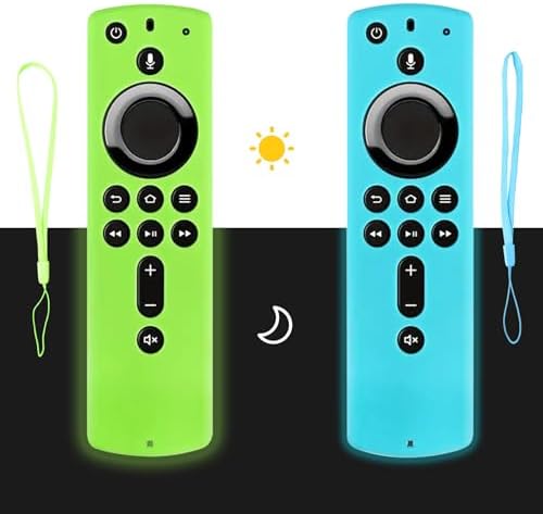 Schutzhülle für Firestick-Fernbedienung BHHB Fire TV Stick Fernbedienung hülle Silikon Kompatibel mit Fire TV Stick 4K/4K Max Alexa Sprachfernbedienung (3rd Gen) Nachtglühen - 2 Pack (Blau&Grün)