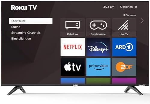 RCA Smart TV 43 Zoll Fernseher Roku TV(109cm) UHD 4K HDR10 HLG Dolby Audio Triple Tuner HDMI USB WiFi Apple TV+ Netflix YouTube usw (2024)