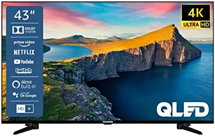 Telefunken QU43K800 43 Zoll QLED Fernseher/Smart TV (4K UHD, HDR Dolby Vision, Triple-Tuner, Bluetooth, WLAN, Netflix, uvm) - Inkl. 6 Monate HD+, schwarz