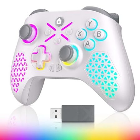 Gamrombo Kabelloser LED-Controller-Ersatz für Xbox-Controller, kompatibel mit Xbox One, Xbox Series X/S, Xbox One S/X PC/Steam/Switch/PS3/Samsung TV mit Turbo, Makro (manuell aktualisiert werden)