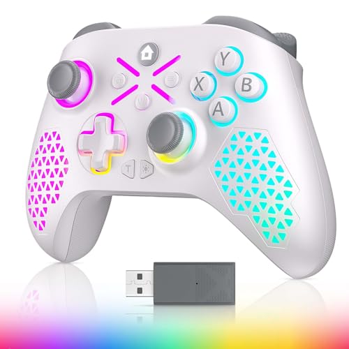Gamrombo Kabelloser LED-Controller-Ersatz für Xbox-Controller, kompatibel mit Xbox One, Xbox Series X/S, Xbox One S/X PC/Steam/Switch/PS3/Samsung TV mit Turbo, Makro (manuell aktualisiert werden)