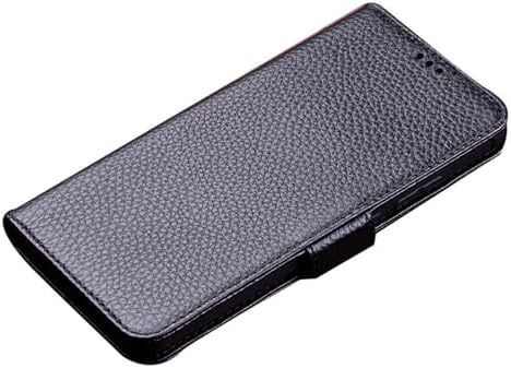 qichenlu Magnetverschluss mit Standfunktion Schwarz Echt Leder Klapphülle für Xiaomi 13T Pro/13T,Rindsleder Handytasche Flip Wallet Case Magnetisch Hülle