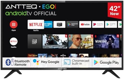 Antteq AG42F3 Smart TV 42 Zoll(Fernseher 106cm), Andriod TV LED FHD 1080P, Dolby Audio,Google Assistance,Bluetooth Triple Tuner(DVB-C/S2/-T2),Google Play Store((DAZN/Disney+/Netflix/Prime Video),WiFi
