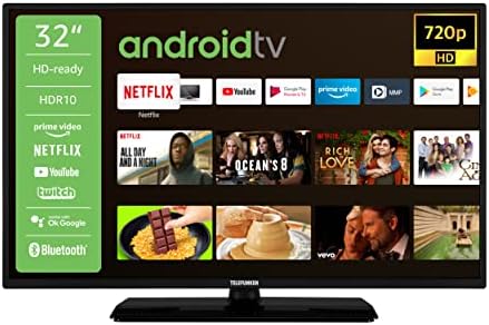 Telefunken D32H554X2CWI 32 Fernseher/Android TV (HD Ready, HDR, Smart TV, Google Play Store, Triple-Tuner), Schwarz