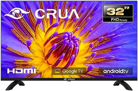 CRUA Smart Fernsehen 32 Zoll(80cm) Fernseher Android TV HD Ready Triple Tuner Dolby Audio Google Play Store YouTube Netflix DAZN Disney+ Google Assistant (2023)