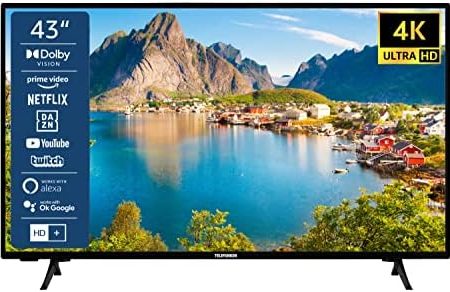 TELEFUNKEN XU43SN550S 43 Zoll Fernseher/Smart TV (4K Ultra HD, HDR, Triple-Tuner, Dolby Atmos) - Inkl. 6 Monate HD+ [2023], Schwarz