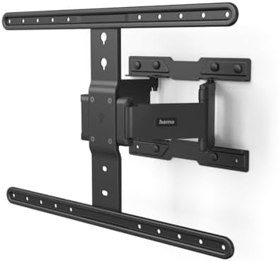 Hama TV Wandhalterung schwenkbar, neigbar, Slim (TV Wandhalterung 37-90 Zoll, VESA 200x200 bis VESA 600x400, bis 50kg, ausziehbare Halterung, geringer Wandabstand, mit Fischer-Dübeln) schwarz