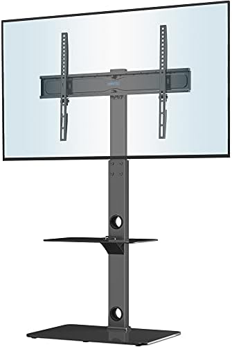 BONTEC TV Ständer für 30-70 Zoll LED OLED LCD Plasma Flach & Curved Fernseher bis 40 kg, Höhenverstellbarer Hoher TV Bodenständer mit 2 Stufigen Regalen aus Gehärtetem Glas, Max. VESA 600 x 400 mm