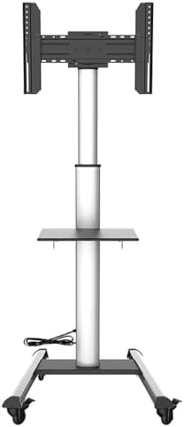 XTRARM Proton 500 mobiler TV Ständer mit Ablage, TV ca. 37-70 Zoll / 40 kg, viele VESA-Größen, Variable Höhe bis ca. 211 cm, Schwarz/Silber, TV-Standfuss