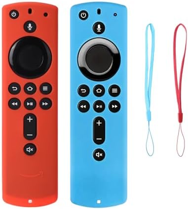 Schutzhülle für Firestick-Fernbedienung BHHB Fire TV Stick Fernbedienung hülle Silikon Kompatibel mit Fire TV Stick 4K/4K Max Alexa Sprachfernbedienung (3rd Gen) mit Umhängeband - 2 Pack (Blau&Rot)