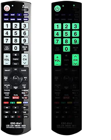 Alkia Universal-Fernbedienung für Panasonic, Samsung, LG, Sony, Toshiba, Sharp, Philips, Grundig TV/Learn/HDTV / 3D / LCD/LED - KEIN Setup erforderlich (im Dunkeln Leuchtend)