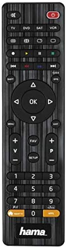Hama Universalfernbedienung 4 in 1 Smart TV (bis zu 4 Geräte steuern, alle gängigen Marken, Receiver, Set Top Box, DVD, Verstärker, Ersatzfernbedienung, schnell programmierbar) schwarz