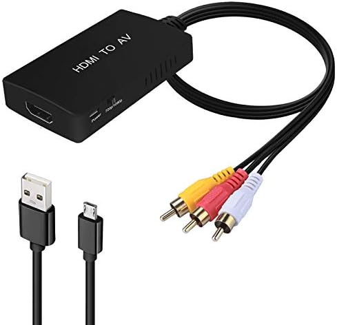 CIKIAER HDMI zu Cinch, HDMI zu AV-Konverter, HDMI zu ältere TV-Video-Audio-Konverter, Adapter für Apple TV, Roku, Fire Stick, Xiaomi Mi Box etc. – Schwarz