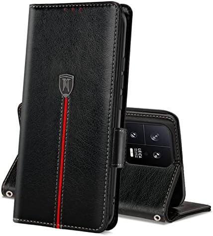 MAMA MOUTH Xiaomi 13 Hülle, Magnet Leder Kartenfach Handyhülle, Klappbar Wallet Tasche Mi 13 Schutzhülle, Flip TPU Bumper Silikon Book Cover, Stoßfeste Case für Xiaomi 13 Schwarz