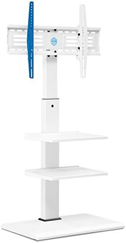 FITUEYES TV Ständer Weiss Serie-S 32-65 Zoll bis 40kg TV Halterung mit 3 Ablagen Fernsehständer in Weiss Höhenverstellbar Schwenkbar Neigbar VESA 400 * 600