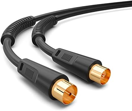 HB-DIGITAL 10m Antennenkabel TV Anschlusskabel UHD 8K 4K HDTV Koaxial Stecker/Buchse vergoldet Koaxialkabel Mantelstromfilter 2X Ferritkern DVB-T DVB-T2 DVB-C DVB-C2 Radio DAB DAB+ Schwarz