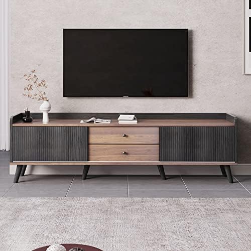 KecDuey Sideboard 160 x 40 x 58cm mit Zwei Schubladen, TV-Schrank,Fernsehtisch TV Board, TV- Lowboard niedrige Platte mit Zwei Schiebetüren. Exquisite Textur