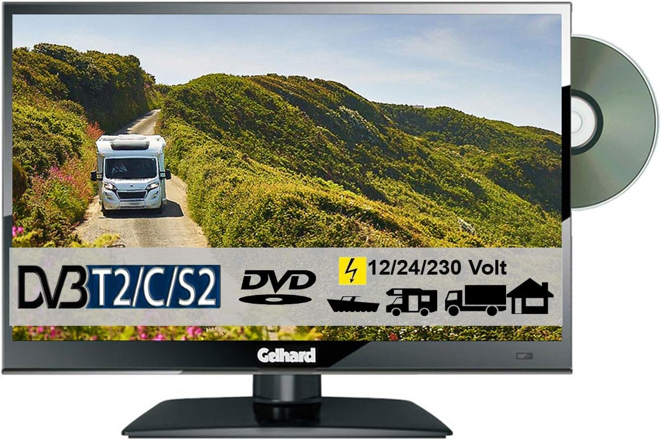 Gelhard GTV1682PVR DVD 16 Zoll Widescreen TV DVB-S2-T2 Full HD 12/24/230 Volt mit PVR-Funktion