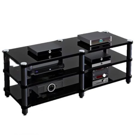 HiFi-Stereo-Schrank – robuster Doppelbreiter AV-Media-Ständer für die Präsentation von Unterhaltung, Stereo/Verstärker/TV-Zubehör