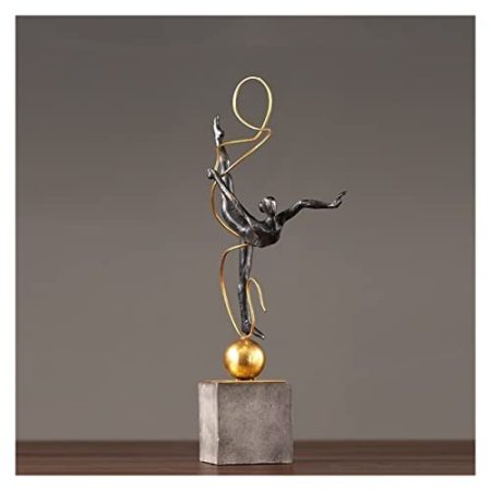 WYUYIW Heimdekoration Zubehör Kunstturnen Sportlerin winkt mit einem Band Dekoration Figur Wohnzimmer Ornament Geschenk (Farbe: A)