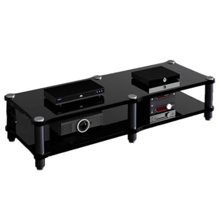 HiFi-Stereo-Schrank – robuster Doppelbreiter AV-Media-Ständer für die Präsentation von Unterhaltung, Stereo/Verstärker/TV-Zubehör