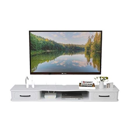 XIBANY TV-Schrank, TV-Lowboard, schwebende Regale, 43,3/51,1/59 Zoll TV-Schrank, TV-Zubehör, weiße wandmontierte Medienkonsole./150 cm Feito NA China