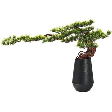 GUERNSEY Künstliche Bonsai Simulation von einladenden Kiefern-Bonsai-Topf-Ornamenten im chinesischen Stil for Wohnzimmer, Desktop-TV-Schrank-Zubehör Desktop-Topfbaum