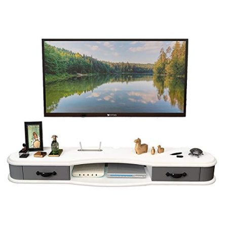 XIBANY TV-Schrank, TV-Lowboard, schwebende Regale, schwebende TV-Konsole, 47,2/51,1/55,1/59/62,9 Zoll TV-Schrank, Wandregalhalterung für TV-Zubehör, DVD-Player, TV-Set-Top-Box./140 cm Feito NA China