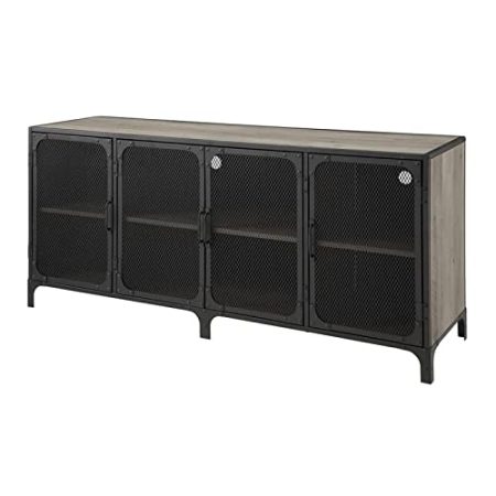 Fernsehtisch Vintage-TV-Ständer aus Kiefernholz mit Metallrahmen und Netzschranktür, Wohnzimmer-TV-Schrank im Industriestil, 55,1/62,9/70,8-Zoll-Sideboard-Aufbewahrungsschrank TV Board ( Size : 140*40