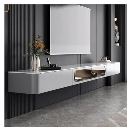 TV Schrank Board Sideboard 78,7/86,6/94,5 Zoll TV-Ständer mit Schiefer-Tischplatte, Entertainment-Center-Medienkonsole, wandmontierter Regal-Medienkonsolenschrank zur Aufbewahrung for das Wohnzimmer,