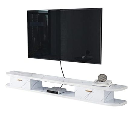 An der Wand montierte TV-Einheit, schwebender TV-Ständer – an der Wand montiertes Entertainment-Center, schwebende Lagerregale, TV-Wandregal mit 2 Türen, 39,3/47,2/55,1 Zoll, TV-Zubehör für Wohnzimmer