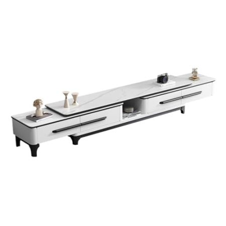 GLigeT TV Lowboard Leichter Luxus-Couchtisch aus Schiefer, TV-Schrank, Kombination aus Wohnzimmer, Heim-TV-Schrank, moderner, einfacher, ausziehbarer Massivholz-Bodenschrank Fernsehtisch für TV