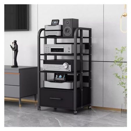 audio rack hifi regal Heimstereo-Racksystem Mit Höhenverstellbarem Regal Und Rädern, Schwerlast-Audio/Video-Komponentenschrank Für Verstärker/ Player/ TV-Zubehör ( Color : 4 tier-with drawer-100cm )