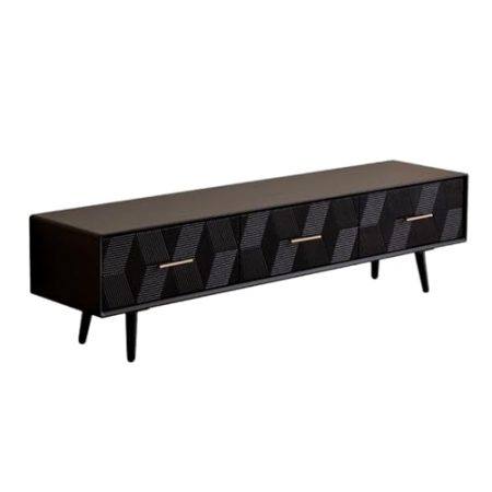 GLigeT TV Lowboard 3 Stück große Schublade Wohnzimmer TV-Schrank einfacher moderner Massivholz-Heimboden-TV-Schrank schwarz Fernsehtisch für TV