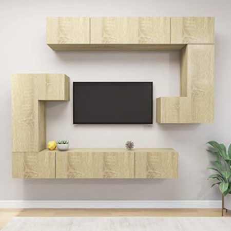 AJJHUUKI Entertainment Centers & TV Stands, 8-teiliges TV-Schrank-Set, Sonoma-Eiche, Holzwerkstoff