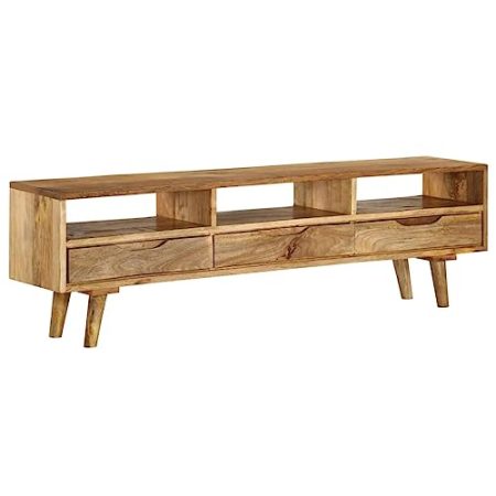 AJJHUUKI Outdoor-Möbel-TV-Schrank Massiv-Mangoholz 140x30x41cm-Möbel