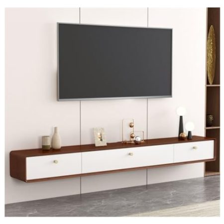 Fernsehschrank Schwebender TV-Ständer aus Holz, 78,7 Zoll schwimmendes Entertainment-Center for bis zu 80-Zoll-Fernseher, TV-Schrank, Medienkonsole, Holz-Aufbewahrungsbox unter dem Fernseher for das W