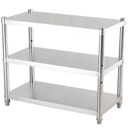 ZXHKZDX 3 Levels Stainless Steel Workshop Storage Shelf, Klein Stehend Heavy Duty Shelving, Kitchen Shelves Table Höhe 31,5 Zoll Für Restaurant Zuhause(39.4X11.8X27.6in)