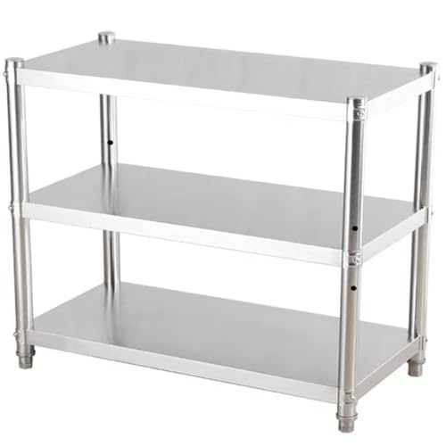 ZXHKZDX 3 Levels Stainless Steel Workshop Storage Shelf, Klein Stehend Heavy Duty Shelving, Kitchen Shelves Table Höhe 31,5 Zoll Für Restaurant Zuhause(39.4X11.8X27.6in)