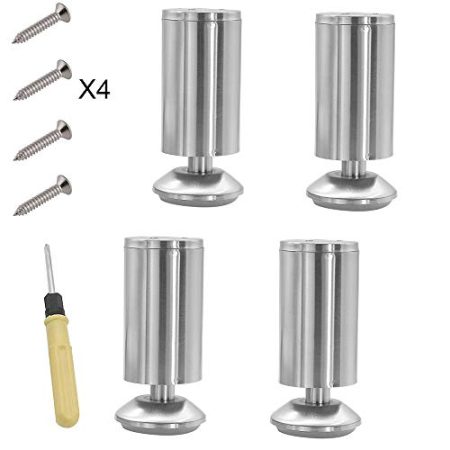 TONZN Metallmöbelbeine X4, höhenverstellbare Stützfüße aus Edelstahl, Ersatzbeine, DIY-Zubehör, TV-Tisch, Schrank, Gerätehalterung, mit Schrauben ()