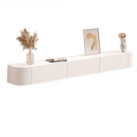 Wandmontierter TV-Schrank mit Kabellöchern und Aufbewahrungsregalen – schwimmender TV-Ständer für Wohnzimmer, Schlafzimmer – Medienkonsolen-Organizer für Elektronik