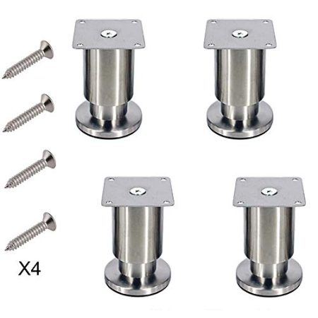 TONZN Metallmöbelbeine X4, höhenverstellbare Stützfüße aus Edelstahl, Ersatzbeine, DIY-Halterungen, robuste Beine für TV-Tischschränke, Hardware-Zubehör, Schrauben (A 10 cm)