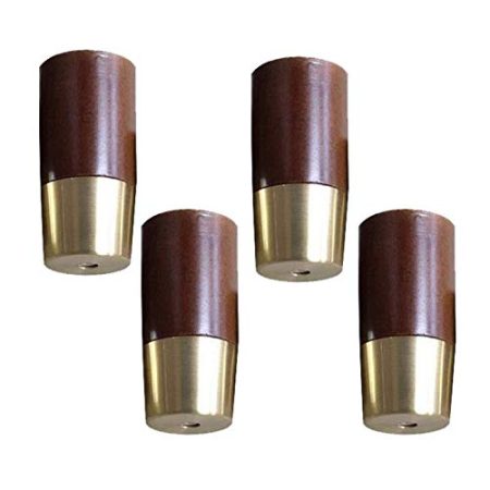 TONZN Holzmöbelbeine, Massivholz-Kupferhülsen-TV-Schrankbeine, Tischbeine, Bettfüße, Ersatzbeine, mit Zubehör, 4 Stück (6 cm) (10 cm)