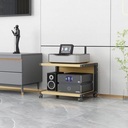 HiFi-Ständer mit 2 Etagen und beweglichem Aufbewahrungsregal für DVD-Player/TV-Box/Spielekonsolen, Audio-Video, Stereo-Komponentenschrank, um Ihr TV-Zubehör effizient zu verschönern
