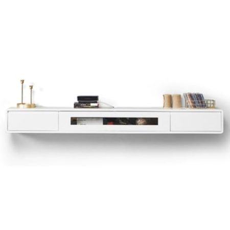 TV Lowboard Hängend Schwebender TV-Ständer aus Holz, 78,7-Zoll-TV-Schrank zur Wandmontage, schwebende TV-Regale mit Tür und Schubladen, moderne Entertainment-Medienkonsole, große TV-Bank mit Stauraum