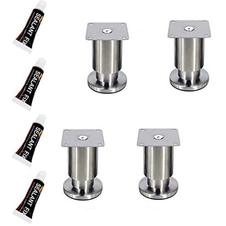 TONZN Metallmöbelbeine X4, höhenverstellbare Stützfüße aus Edelstahl, Ersatzbeine, DIY-Halterungen, robuste Beine für TV-Tischschränke, Hardware-Zubehör, Schrauben (B 25 cm)