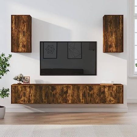 AJJHUUKI Home Outdoor Others6-teiliges TV-Schrank-Set aus geräucherter Eiche, Holzwerkstoff
